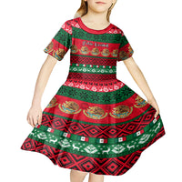 Personalised Mexico Christmas Kid Short Sleeve Dress Feliz Navidad Mexican Pattern - Wonder Print Shop