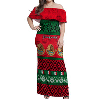 Personalised Mexico Christmas Off Shoulder Maxi Dress Feliz Navidad Mexican Pattern - Wonder Print Shop