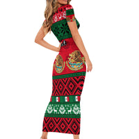 Personalised Mexico Christmas Short Sleeve Bodycon Dress Feliz Navidad Mexican Pattern - Wonder Print Shop