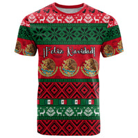 Personalised Mexico Christmas T Shirt Feliz Navidad Mexican Pattern - Wonder Print Shop