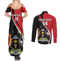 Uganda Rugby Custom Couples Matching Summer Maxi Dress and Long Sleeve Button Shirt Go Cranes - African Pattern - Wonder Print Shop