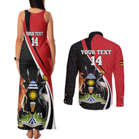 Uganda Rugby Custom Couples Matching Tank Maxi Dress and Long Sleeve Button Shirt Go Cranes - African Pattern - Wonder Print Shop