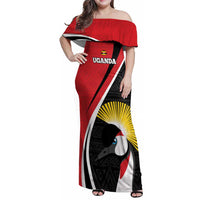 Uganda Rugby Custom Family Matching Off Shoulder Maxi Dress and Hawaiian Shirt Go Cranes - African Pattern - Wonder Print Shop
