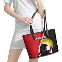 Uganda Rugby Custom Leather Tote Bag Go Cranes - African Pattern - Wonder Print Shop