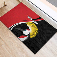 Uganda Rugby Custom Rubber Doormat Go Cranes - African Pattern - Wonder Print Shop