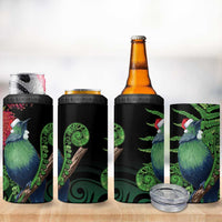 New Zealand Tui Bird Christmas 4 in 1 Can Cooler Tumbler Maori Fern Mix Pohotukawa - Wonder Print Shop