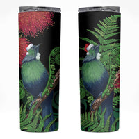 New Zealand Tui Bird Christmas Skinny Tumbler Maori Fern Mix Pohotukawa - Wonder Print Shop
