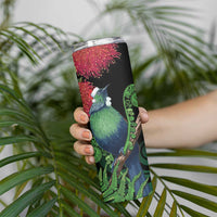 New Zealand Tui Bird Christmas Skinny Tumbler Maori Fern Mix Pohotukawa - Wonder Print Shop