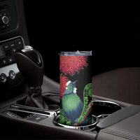 New Zealand Tui Bird Christmas Skinny Tumbler Maori Fern Mix Pohotukawa - Wonder Print Shop