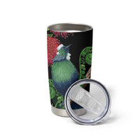 New Zealand Tui Bird Christmas Tumbler Cup Maori Fern Mix Pohotukawa - Wonder Print Shop