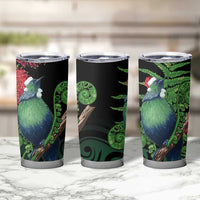 New Zealand Tui Bird Christmas Tumbler Cup Maori Fern Mix Pohotukawa - Wonder Print Shop