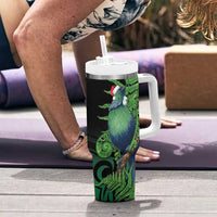 New Zealand Tui Bird Christmas Tumbler With Handle Maori Fern Mix Pohotukawa - Wonder Print Shop