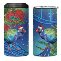 New Zealand Takahe Christmas 4 in 1 Can Cooler Tumbler Maori Fern Mix Pohotukawa - Wonder Print Shop