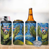 Personalised Jumping Kakapo Christmas 4 in 1 Can Cooler Tumbler New Zealand Fern - Starry Night Style - Wonder Print Shop