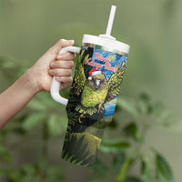 Personalised Jumping Kakapo Christmas Tumbler With Handle New Zealand Fern - Starry Night Style - Wonder Print Shop