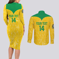 Custom Brasil Volleyball Couples Matching Long Sleeve Bodycon Dress and Long Sleeve Button Shirt Vai Canarinhos!
