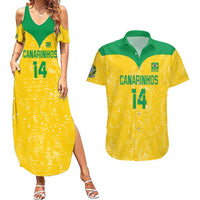 Custom Brasil Volleyball Couples Matching Summer Maxi Dress and Hawaiian Shirt Vai Canarinhos!