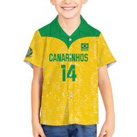 Custom Brasil Volleyball Family Matching Short Sleeve Bodycon Dress and Hawaiian Shirt Vai Canarinhos!