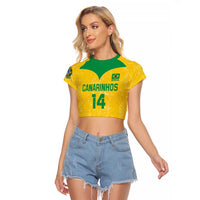 Custom Brasil Volleyball Raglan Cropped T Shirt Vai Canarinhos! - Wonder Print Shop