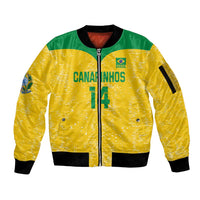 Custom Brasil Volleyball Sleeve Zip Bomber Jacket Vai Canarinhos! - Wonder Print Shop