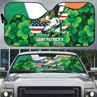 Irish American St Patrick's Day Auto Sun Shade USA Eagle Leprechaun Hat Shamrock Pattern