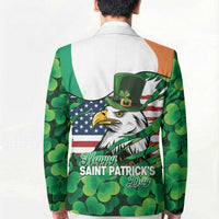 Irish American St Patrick's Day Blazer USA Eagle Leprechaun Hat Shamrock Pattern