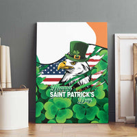Irish American St Patrick's Day Canvas Wall Art USA Eagle Leprechaun Hat Shamrock Pattern