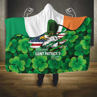 Irish American St Patrick's Day Hooded Blanket USA Eagle Leprechaun Hat Shamrock Pattern