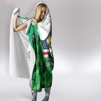 Irish American St Patrick's Day Hooded Blanket USA Eagle Leprechaun Hat Shamrock Pattern