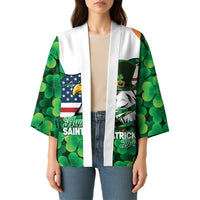 Irish American St Patrick's Day Kimono USA Eagle Leprechaun Hat Shamrock Pattern