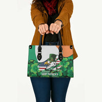 Irish American St Patrick's Day Leather Bag USA Eagle Leprechaun Hat Shamrock Pattern