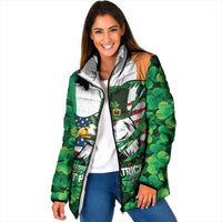 Irish American St Patrick's Day Padded Jacket USA Eagle Leprechaun Hat Shamrock Pattern