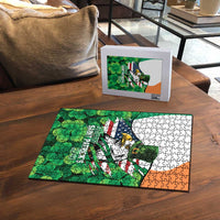 Irish American St Patrick's Day Puzzle USA Eagle Leprechaun Hat Shamrock Pattern