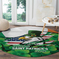 Irish American St Patrick's Day Round Carpet USA Eagle Leprechaun Hat Shamrock Pattern