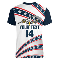 Custom Hockey United States 250th Anniversary Women V-Neck T-Shirt USA Semiquincentennial We The People