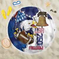 Football United States 250th Anniversary Beach Blanket USA Flag Eagle Liberty Bell