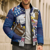 Personalized Football United States 250th Anniversary Bomber Puffer Jacket USA Flag Eagle Liberty Bell