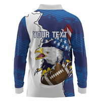Personalized Football United States 250th Anniversary Long Sleeve Polo Shirt USA Flag Eagle Liberty Bell