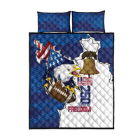 Football United States 250th Anniversary Quilt Bed Set USA Flag Eagle Liberty Bell