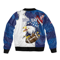 Personalized Football United States 250th Anniversary Sleeve Zip Bomber Jacket USA Flag Eagle Liberty Bell