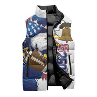 Personalized Football United States 250th Anniversary Sleeveless Puffer Jacket USA Flag Eagle Liberty Bell