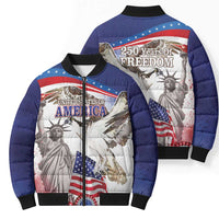 United States 4th Of July Bomber Puffer Jacket USA Osprey 250 Years Of Freedom