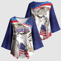United States 4th Of July Kimono Sleeve Blouse USA Osprey 250 Years Of Freedom