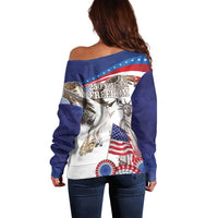 United States 4th Of July Off Shoulder Sweater USA Osprey 250 Years Of Freedom