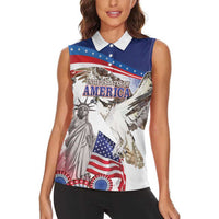 United States 4th Of July Women Sleeveless Polo Shirt USA Osprey 250 Years Of Freedom