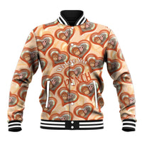 Punch The Monkey Baseball Jacket We Love You Seamless Heart Style Orange