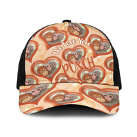 Punch The Monkey Baseball Net Cap We Love You Seamless Heart Style Orange