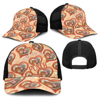 Punch The Monkey Baseball Net Cap We Love You Seamless Heart Style Orange