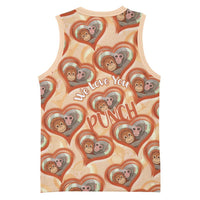 Punch The Monkey Basketball Jersey We Love You Seamless Heart Style Orange