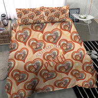 Punch The Monkey Bedding Set We Love You Seamless Heart Style Orange